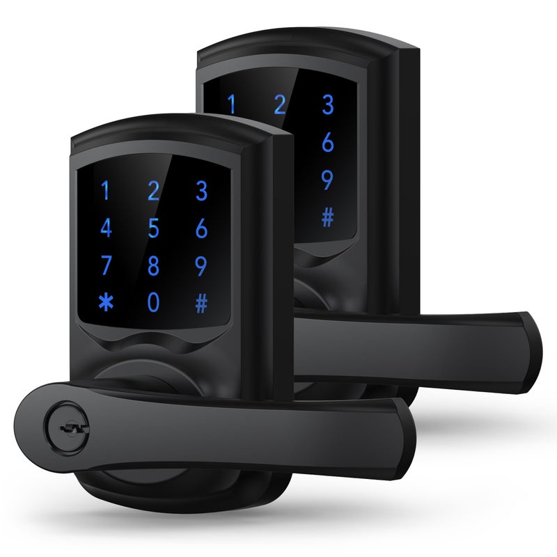 HIDALIFE Keyless Entry Door Lock  Keypad Door Lock with Handle  Electronic Door Lock  Touchscreen  Auto-Locking  Anti-peep Password  Easy to Install for Front Door  Home  Office  Matte Black 2 Pack - Image 1